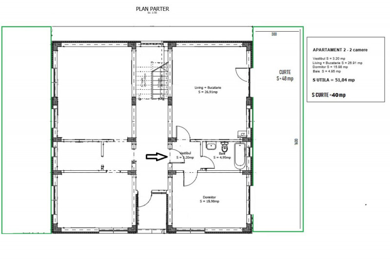 OTOPENI - ULTRACENTRAL, APARTAMENT NEMOBILAT CU GRADINA IN BLOC TIP VILA!